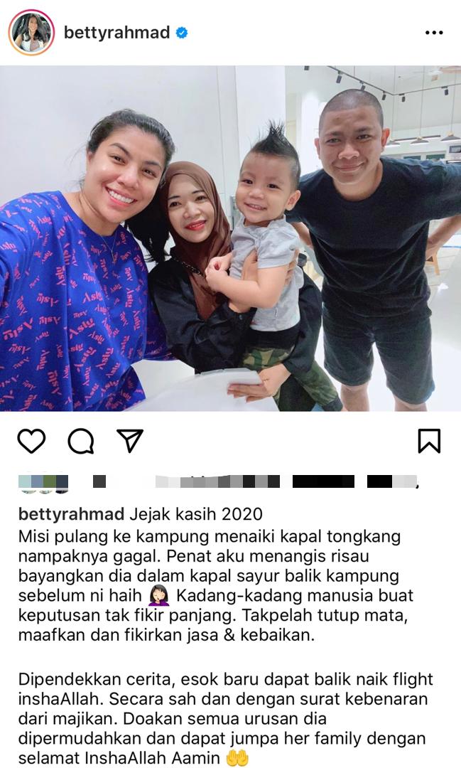 “Takpelah Tutup Mata, Maafkan&#8230;,” &#8211; Percubaan Balik Kampung Guna Kapal Haram Gagal, Betty Rahmad Jumpa Semula Pembantu Rumah