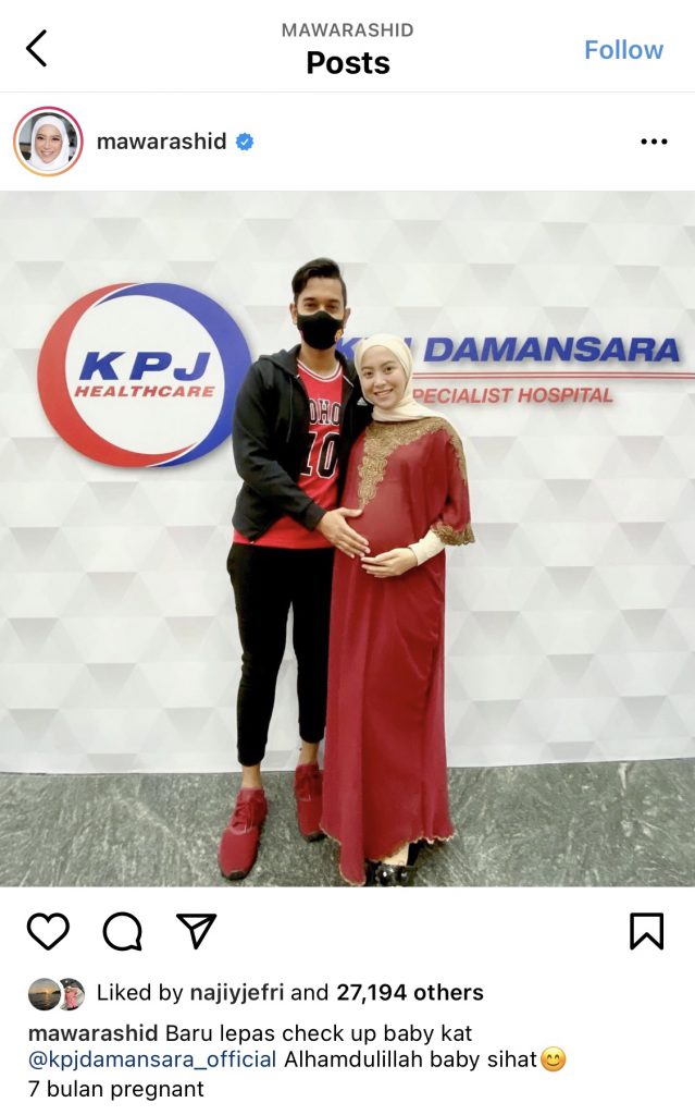 Kehamilan Sudah Masuk Bulan ke 7, Mawar Rashid Syukur &#8211; “Alhamdulillah Baby Sihat.”