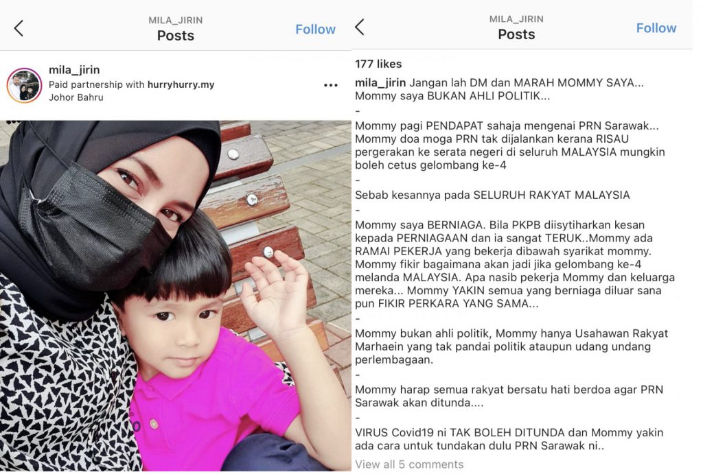 Kongsi Pendapat PRN Sarawak, Mila Jirin Bimbang Andai Berlaku Gelombang Ke-4 &#8211; “Mommy Ada Ramai Pekerja, Apa Akan Jadi Jika&#8230;