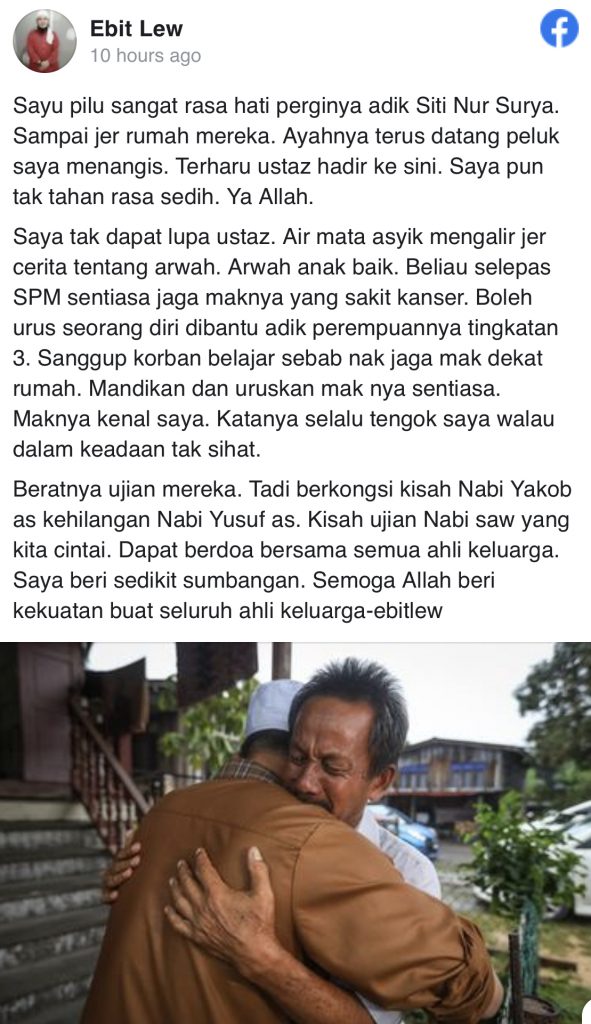 “Ayahnya Terus Datang Peluk Menangis,” – Ujian Berat Menimpa, Ebit Lew Isi Masa Ziarah Keluarga Arwah Nur Surya