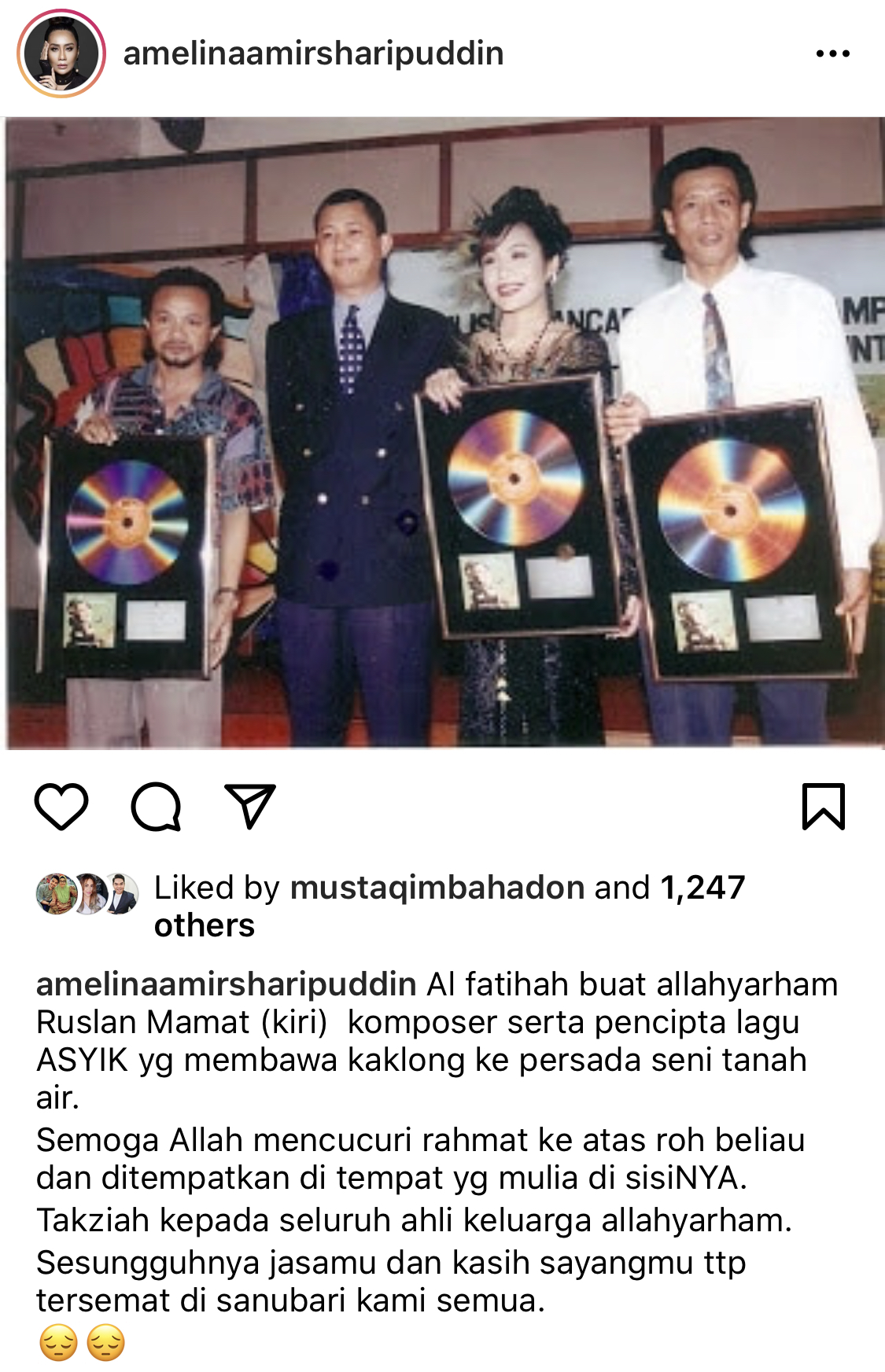 Komposer &#038; Pencipta Lagu Asyik Meninggal Dunia, Penyanyi Dangdut, Mas Idayu &#038; Amelina Amir Beri Dedikasi Terakhir