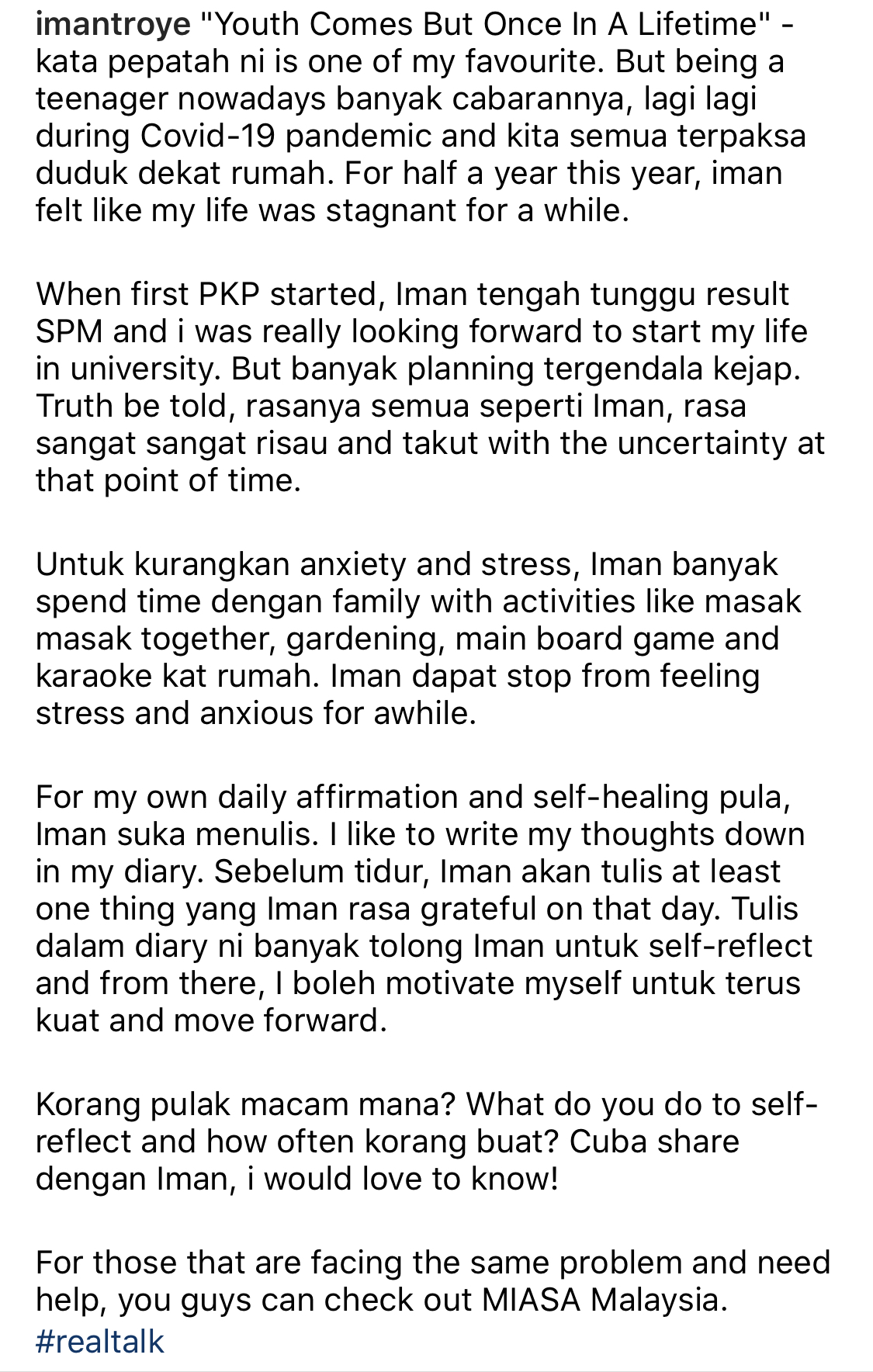 Tangguh Dulu Niat Sambung Belajar Sebab Covid-19, Iman Troye Mengaku Pernah Alami Stress & Anxiety