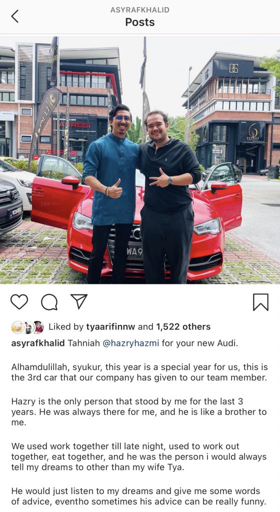 Wow! Hadiahkan Kereta Audi Kepada Staf, Asyraf Khalid Terima Pujian Netizen