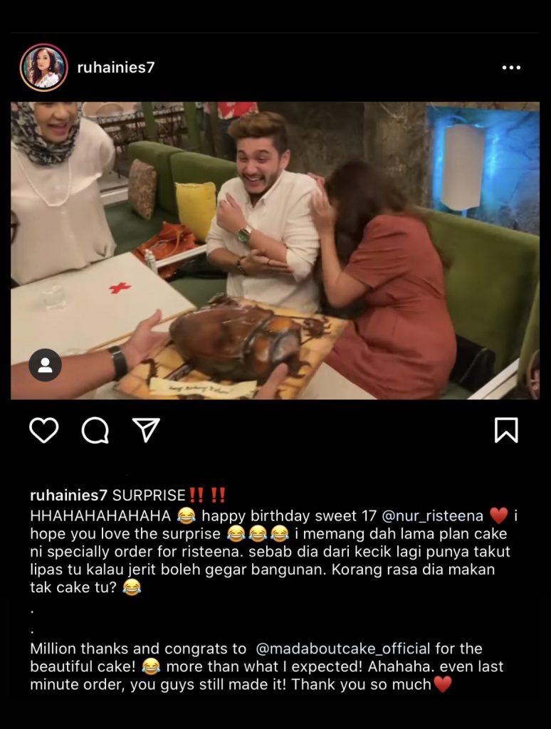 “I Memang Dah Lama Plan Cake Ni&#8230;,” &#8211; Ruhainies Mengusik! Kejutan Kek Macam Lipas Buat Risteena Sempena Hari Jadi!