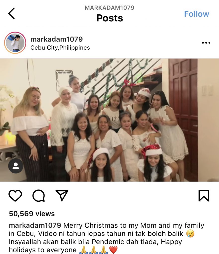 “InsyaAllah Akan Balik Bila Pandemik Dah Tiada,” &#8211; Mark Adam Sedih Tak Dapat Rai Krismas Bersama Keluarga Di Filipina