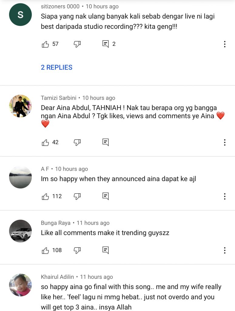 “Tahniah!”, – Bawa Lagu Semalam, Peminat Beri Reaksi Persembahan ‘Live’ Aina Abdul Di Semi Final Muzik-Muzik