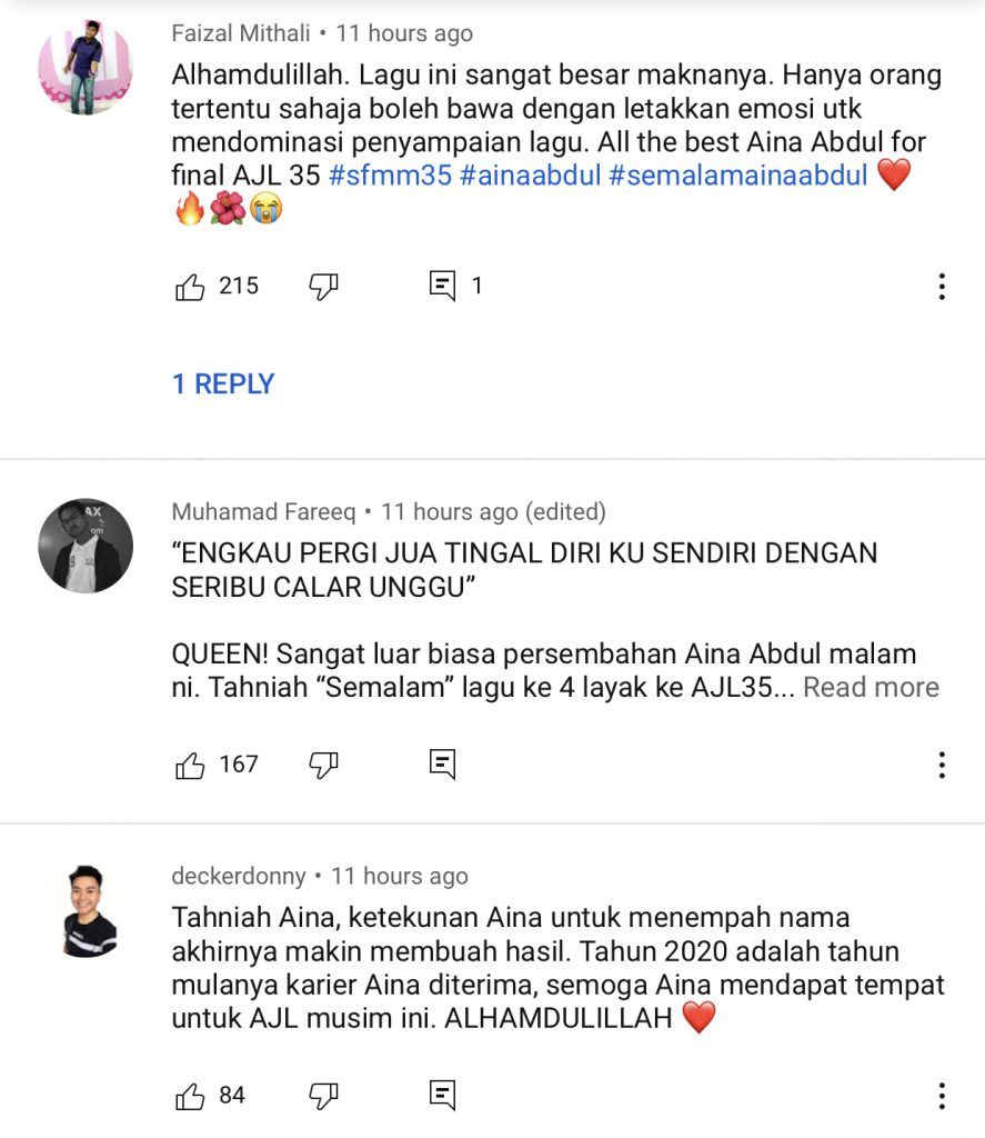 “Tahniah!”, &#8211; Bawa Lagu Semalam, Peminat Beri Reaksi Persembahan ‘Live’ Aina Abdul Di Semi Final Muzik-Muzik