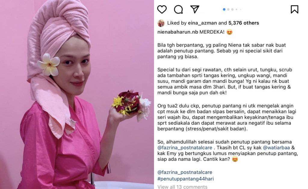 “Orang Tua-Tua Dulu Cakap…,” – Selesai Berpantang, Datin Niena Baharun Cerita Kelebihan ‘Penutup Pantang Bersalin’
