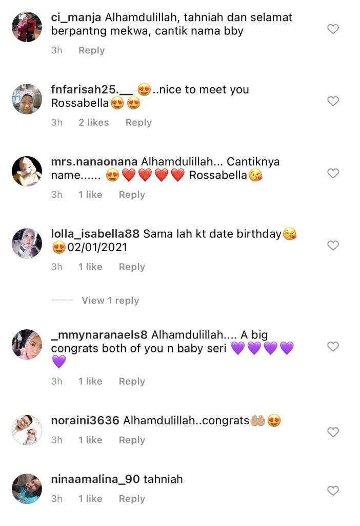 Mawar Rashid Selamat Bersalin Normal, Namakan ‘Baby Girl’ Raden Seri Rossabella Cinta