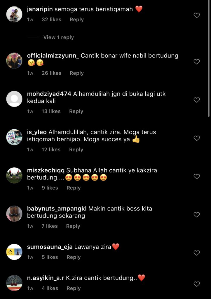 “Cantik Benar Wife Bertudung,” – Isteri Tampil Berhijab, Instagram Nabil Ahmad & Zira Dihujani Doa Positif, Ramai Yang Suka