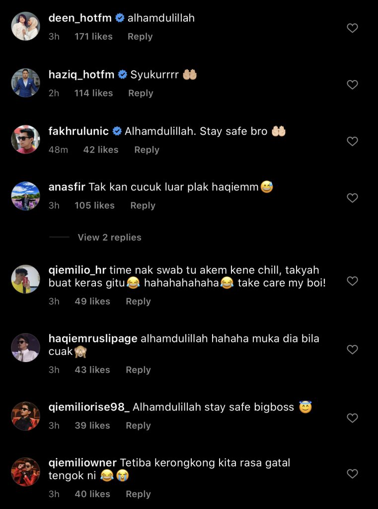 “Syukur, Dapat Keputusan Negatif,” – Maklum Bebas Covid-19, Peminat Luah Rasa Syukur Dan Minta Haqiem Rusli ‘Stay Save’