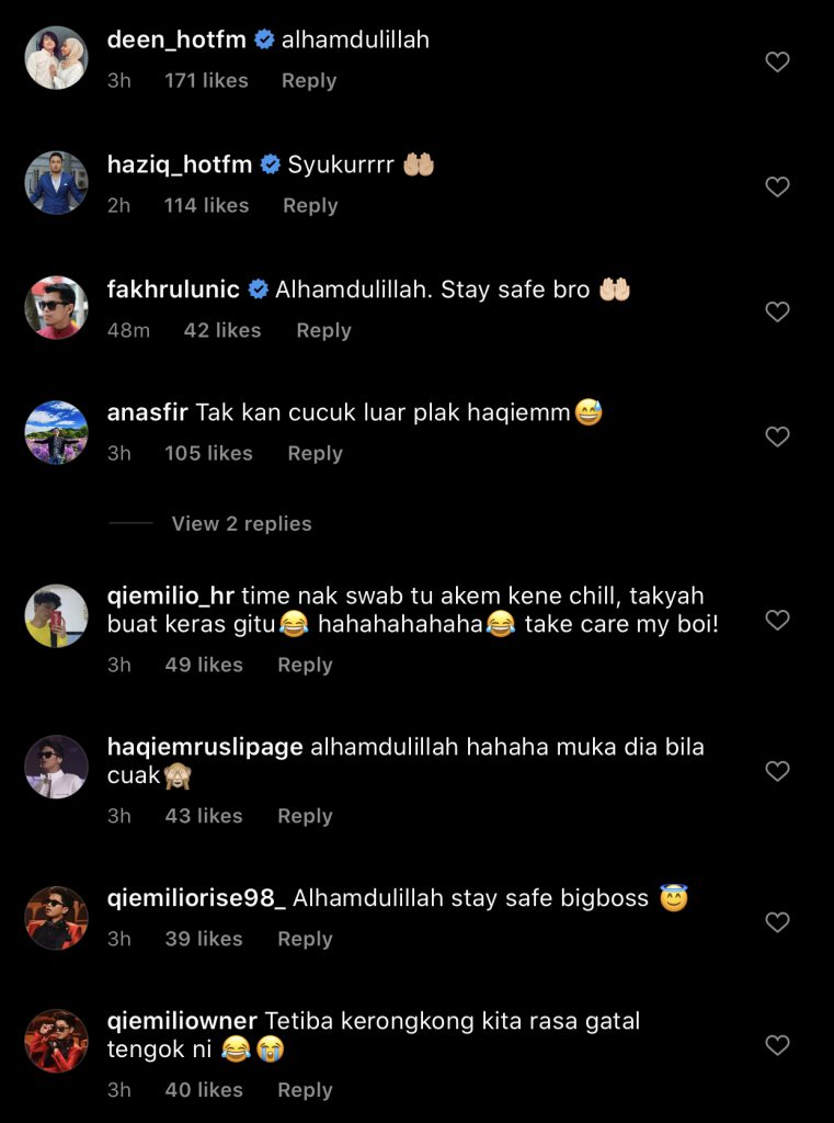 “Syukur, Dapat Keputusan Negatif,” &#8211; Maklum Bebas Covid-19, Peminat Luah Rasa Syukur Dan Minta Haqiem Rusli ‘Stay Save’