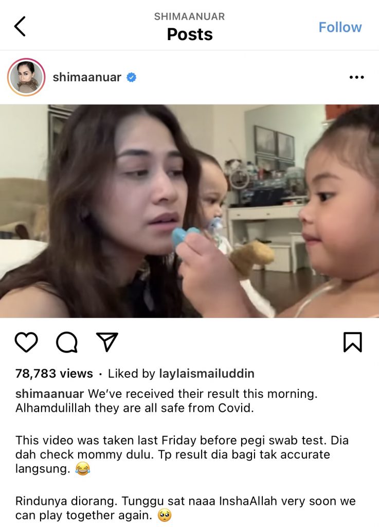 “Alhamdulillah Mereka Semua Selamat,” &#8211; Shima Anuar Maklum Keputusan Anak Negatif Covid-19