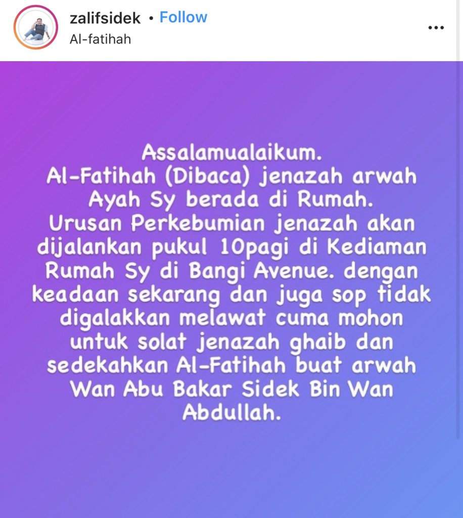 Al Fatihah&#8230; Bapa Pelakon, Zalif Sidek Meninggal Dunia