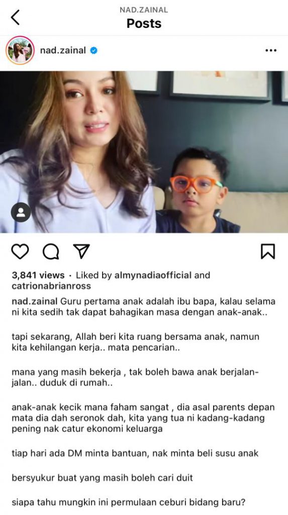 “Tiap Hari Ada DM Minta Bantuan, Nak Beli Susu Anak&#8230;” &#8211; Terkesan Pandemik Covid-19, Nad Zainal Ingin Beri Bantuan Dengan Mulakan Bisnes