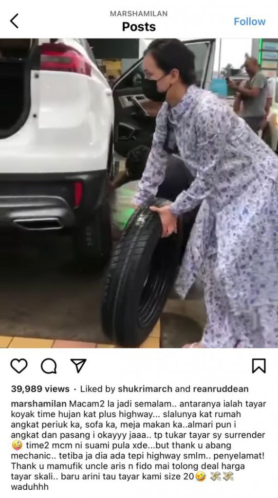 “Macam-Macam La Jadi Semalam,” – Tayar Koyak Masa Hujan Di Lebuhraya, Marsha Milan Lalui Detik Cemas
