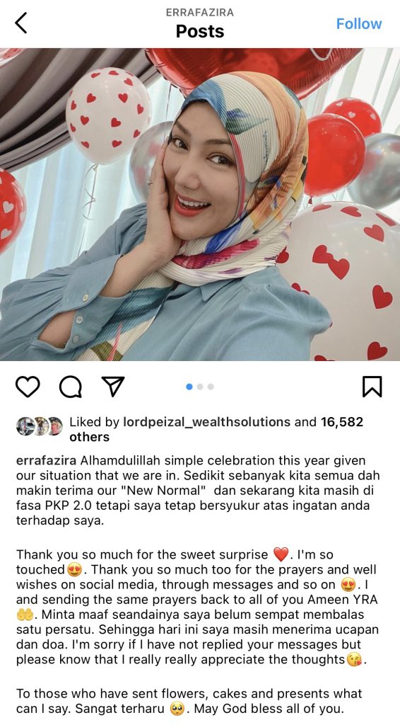 “Sehingga Hari Ini Saya Masih Menerima Ucapan Dan Doa,”- Ramai Yang Sayang, Erra Fazira Terharu