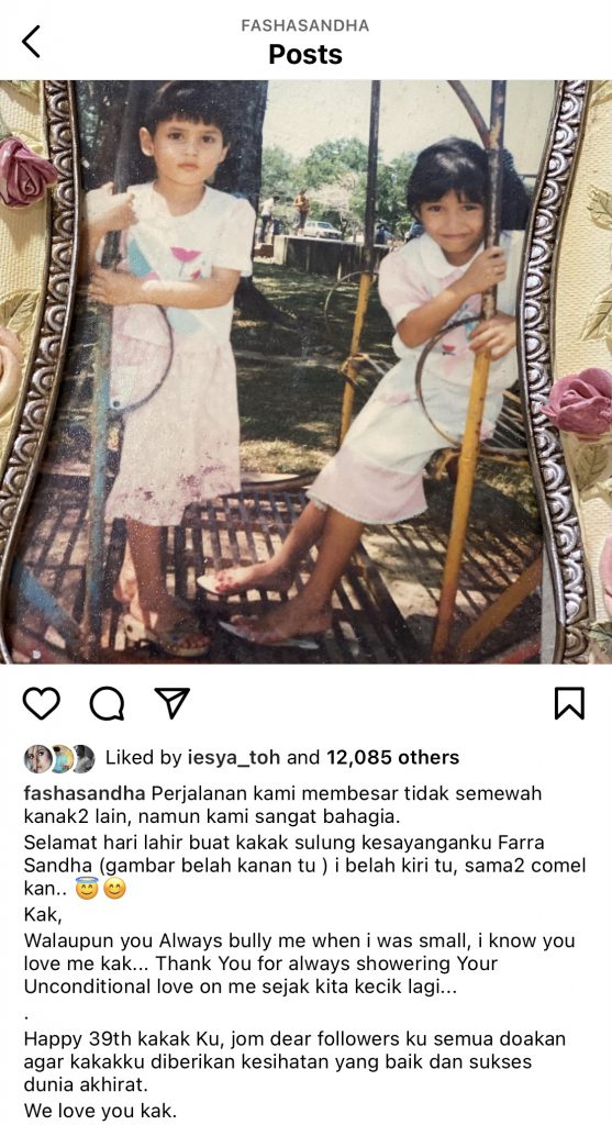 “Perjalanan Kami Membesar Tak Semewah Kanak-Kanak Lain, Namun Sangat Bahagia,” &#8211; Kakak Genap 39 Tahun, Peminat Puji Fasha Sandha Masa Kecil