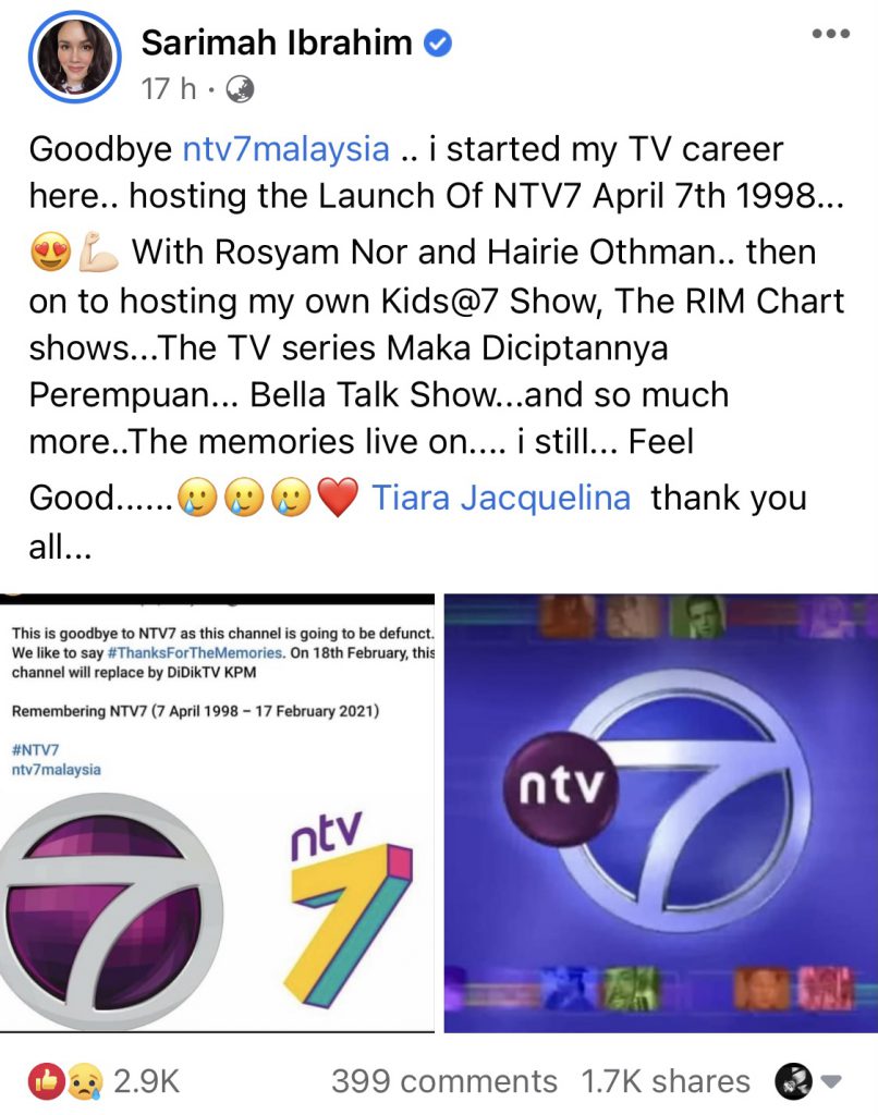 “Selamat Tinggal,” – Tidak Akan Lagi Bersiaran, Che Puan Sarimah Ibrahim Imbau Kenangan Bersama NTV7