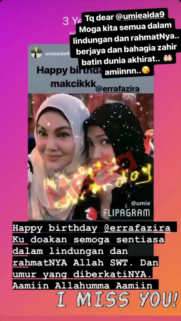 “I Miss You,” &#8211; Ini Dedikasi Datin Seri Umie Aida Sempena Birthday Erra Fazira, Doa Moga Sentiasa Berada Dalam RahmatNya