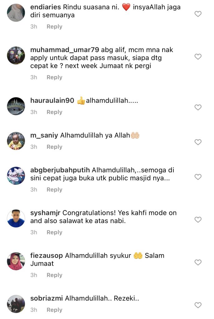 Alif Satar Syukur Dapat Tunai Solat Jumaat Secara Berjemaah Di Masjid, Tambah Kapasiti