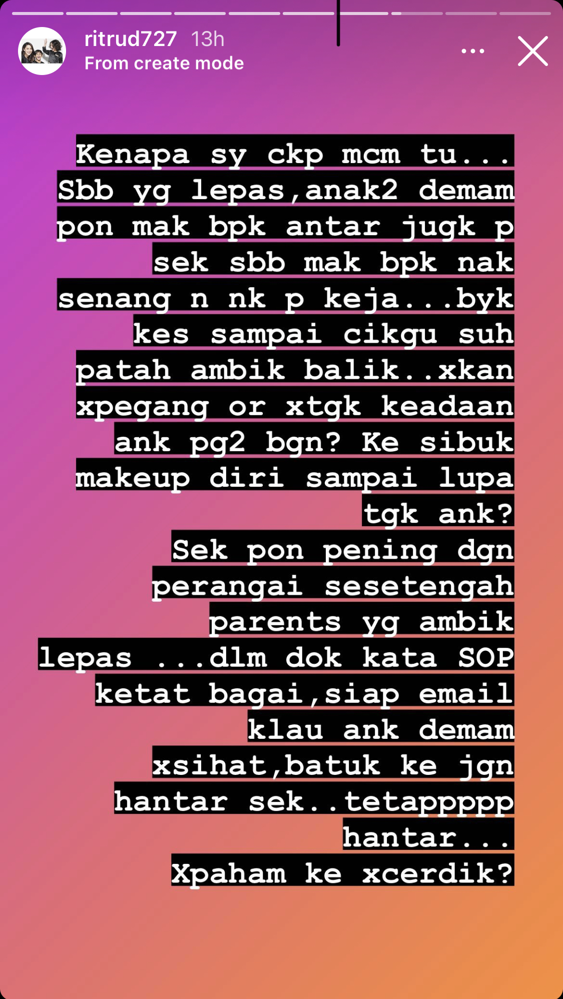 “Sibuk Make Up Diri Sendiri Sampai Lupa Tengok Anak?,” &#8211; Ada Yang Masih Hantar Anak Ke Sekolah Meski Kurang Sihat, Rita Rudaini Selar Sikap Penjaga Lepas Tangan