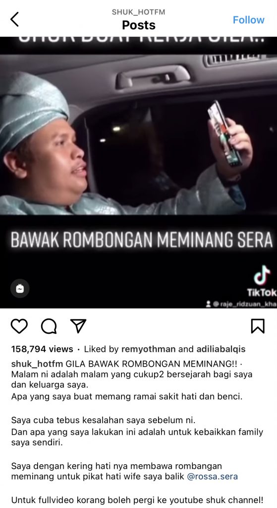 “Saya Cuba Tebus Kesalahan Saya Sebelum Ini,” – Video Rombongan Pinang Isteri Tular, Shuk Sahar Akui Ada Yang Membenci Dirinya