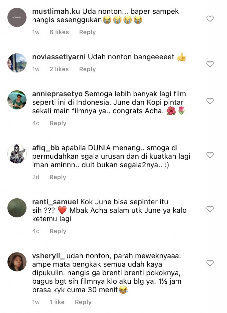 Filem June & Kopi, Lakonan Acha Septriasa Jadi Perhatian Penonton