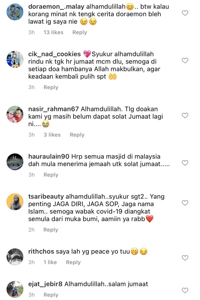 Alif Satar Syukur Dapat Tunai Solat Jumaat Secara Berjemaah Di Masjid, Tambah Kapasiti