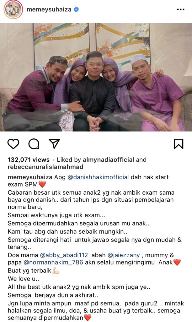 “Jangan Lupa Minta Maaf Pada Guru, Minta Halalkan Segala Ilmu,” – Anak Tiri Calon SPM 2021,  Memey Suhaiza Titip Doa Moga Diterangi Hati Jawab Soalan