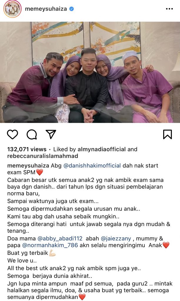 “Jangan Lupa Minta Maaf Pada Guru, Minta Halalkan Segala Ilmu,” &#8211; Anak Tiri Calon SPM 2021,  Memey Suhaiza Titip Doa Moga Diterangi Hati Jawab Soalan