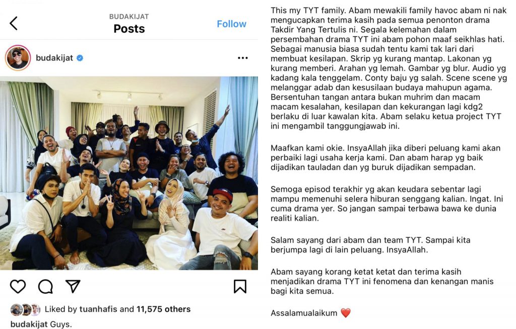 “Terima Kasih Kepada Yang Menonton,”- Tamat Drama Takdir Yang Tertulis, Budak Ijat Mohon Maaf Kalau Ada Kekurangan