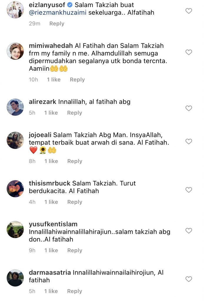 Al-Fatihah… Ibu Pelakon Riezman Khuzaimi Meninggal Dunia &#8211; “Saat Itu Tiba Jua, Allah Lebih Menyayangi Bondaku.”