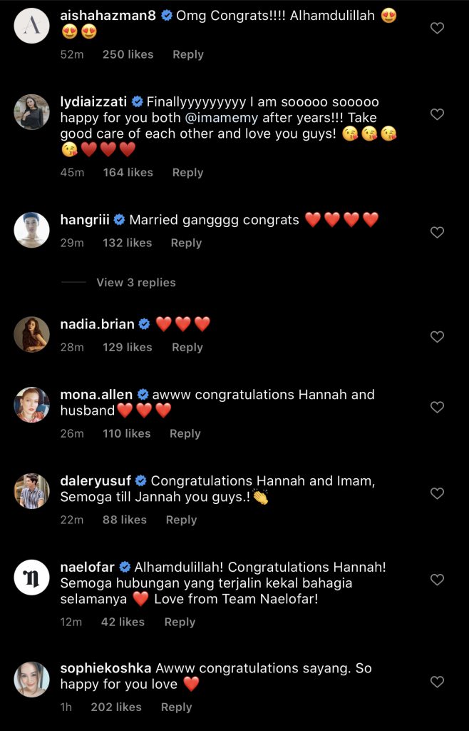 “Alhamdulillah, I Love You,” – Sah Bergelar Isteri, Instagram Hannah Delisha Dihujani Ucapan Tahniah, Selamat Pengantin Baru!