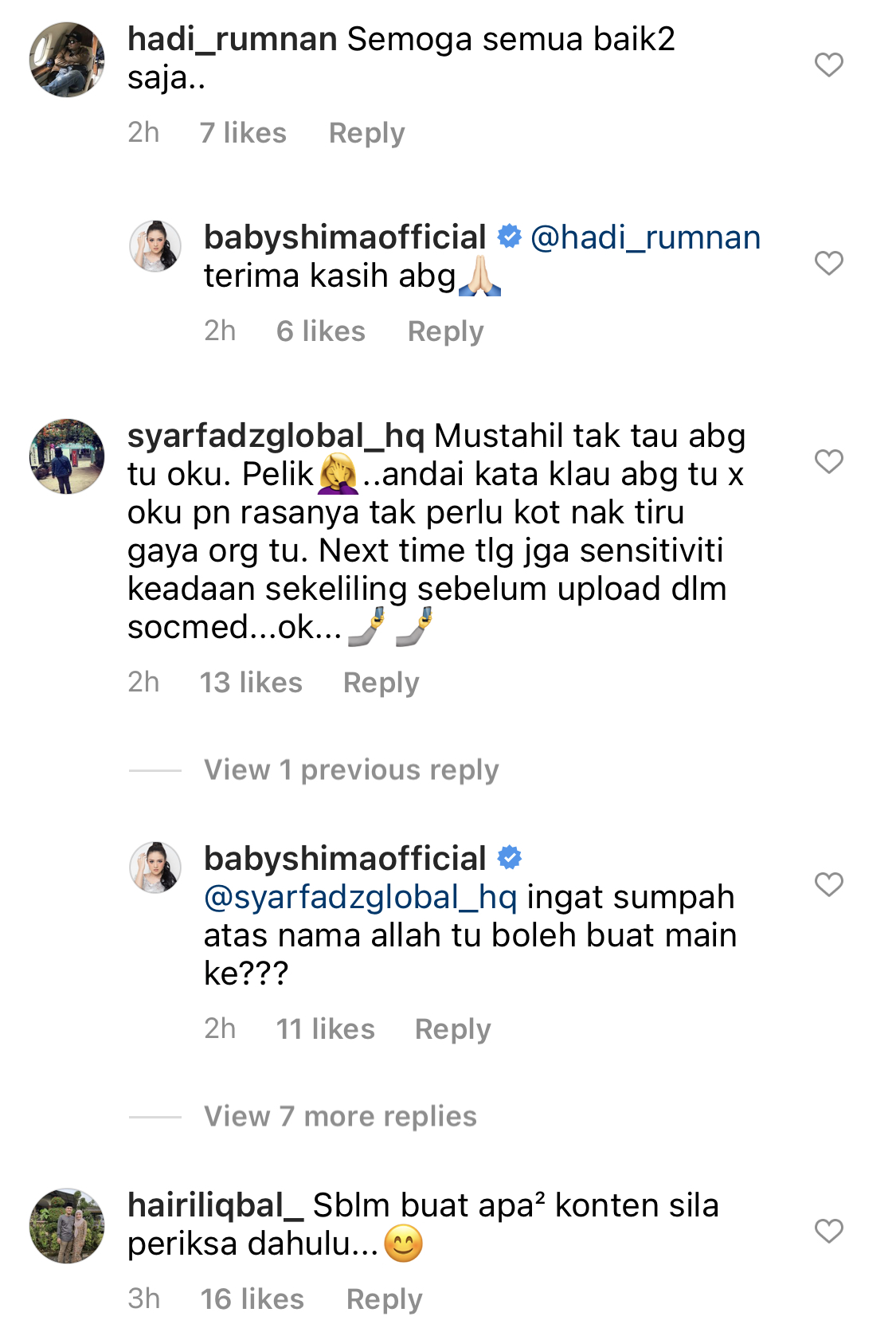 “Jadikan Sebagai Pengajaran, Akan Lebih Berhati-Hati,” – Tiada Niat Persenda, Baby Shima Mohon Maaf Pada Zhariff Affandi