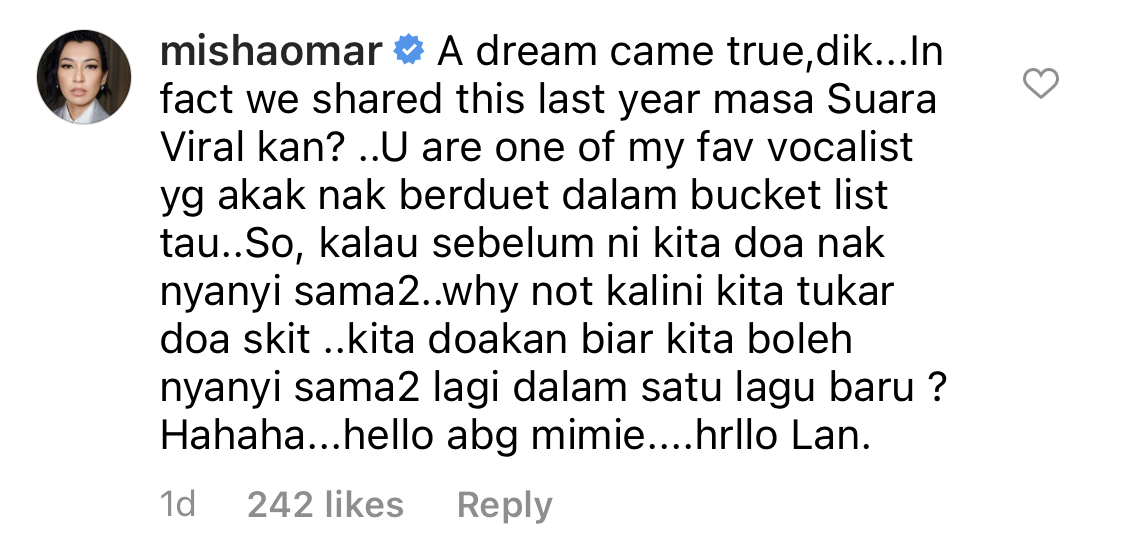 “You’re One Of My Favourite Vocalist,” – Sifatkan Sebagai Satu Penghormatan, Misha Omar Ajak Akim Ahmad Duet Lagu Baru?