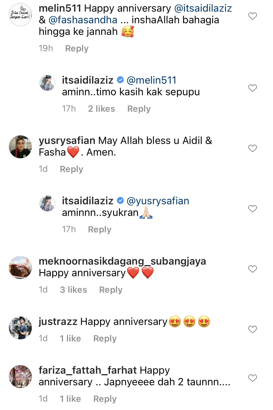 “Terima Kasih Cinta Untuk Segalanya,” – Bahagia Harmoni Ulang Tahun Perkahwian Kedua, Aidil Aziz Titip Ucapan Istimewa Buat Fasha Sandha