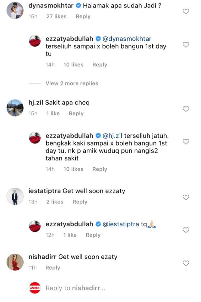 “Doakan Saya Cepat Sembuh Supaya Dapat Sujud Semula,” – Kaki Ezzaty Abdullah Terseliuh