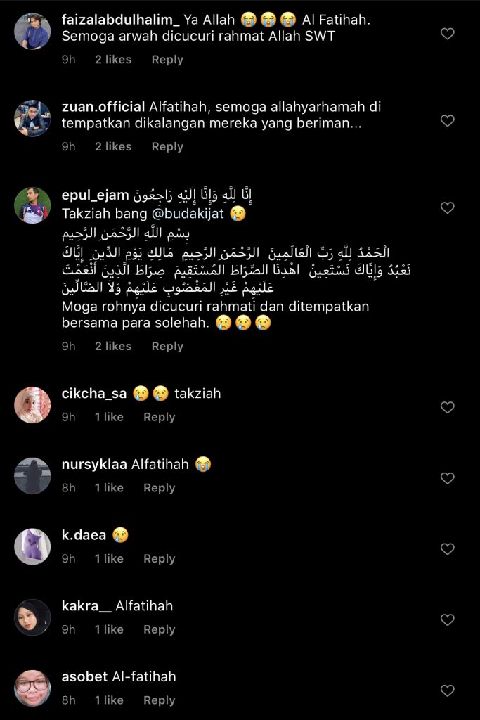 Pengarah Maklum Ibu Saudara Sudah Tiada, Instagram Budak Ijat Dihujani Doa, Ramai Titip Ucapan Takziah &#8211; “Noryati Taib Meninggal Dunia.”