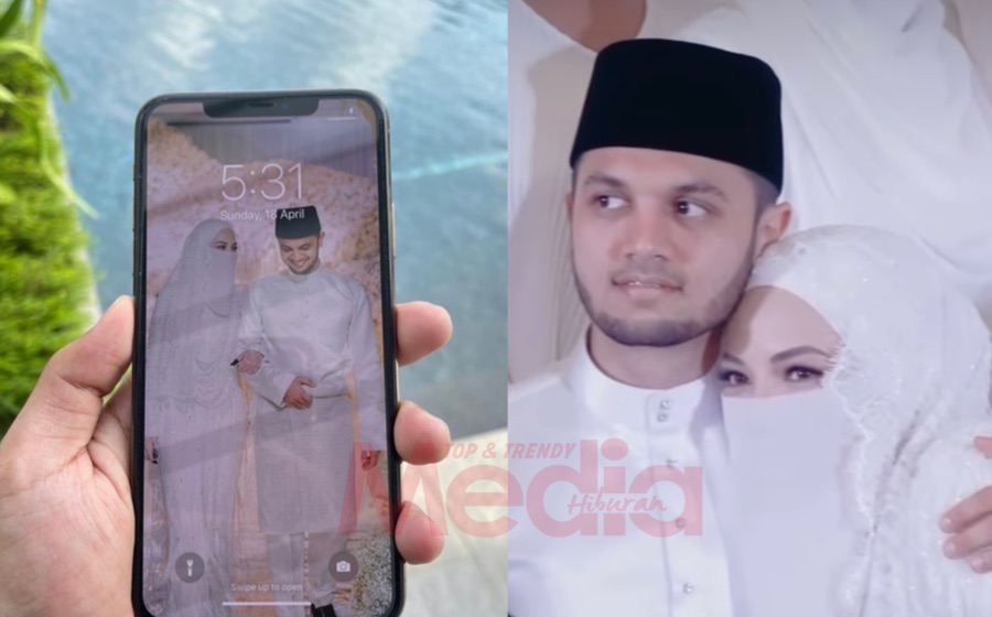 “Ala… Gula Tumpah Atas Screen Phone…,” – Foto Kahwin Jadi Wallpaper Telefon PU Riz, Netizen Doa Selepas Ini Bertiga Pula