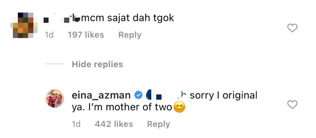 “Maaf I Original Ya. I’m Mother Of Two,” &#8211; Disamakan Dengan Sajat? Ini Jawab Balas DP Eina Azman